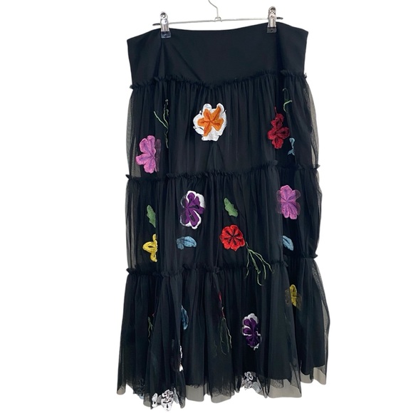 WD.NY Dresses & Skirts - WD.NY - Black Midi Skirt - Floral Details - 12